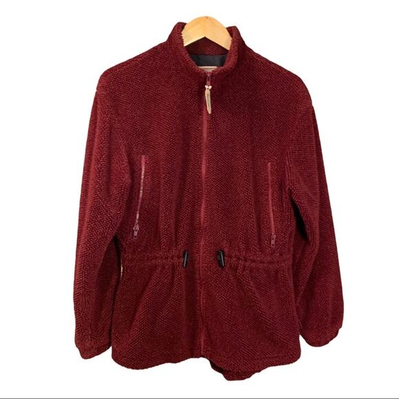 Woolrich maroon fleece full zip lined jacket Size S - Picture 1 of 10